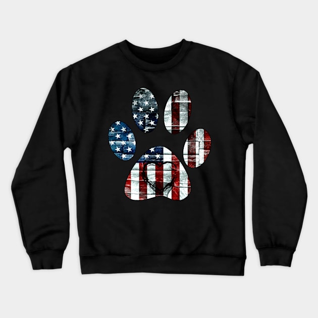 Patriotic Dog Paw American Flag Wall T-Shirt Gift For 4th Of July Crewneck Sweatshirt by crosszcp2